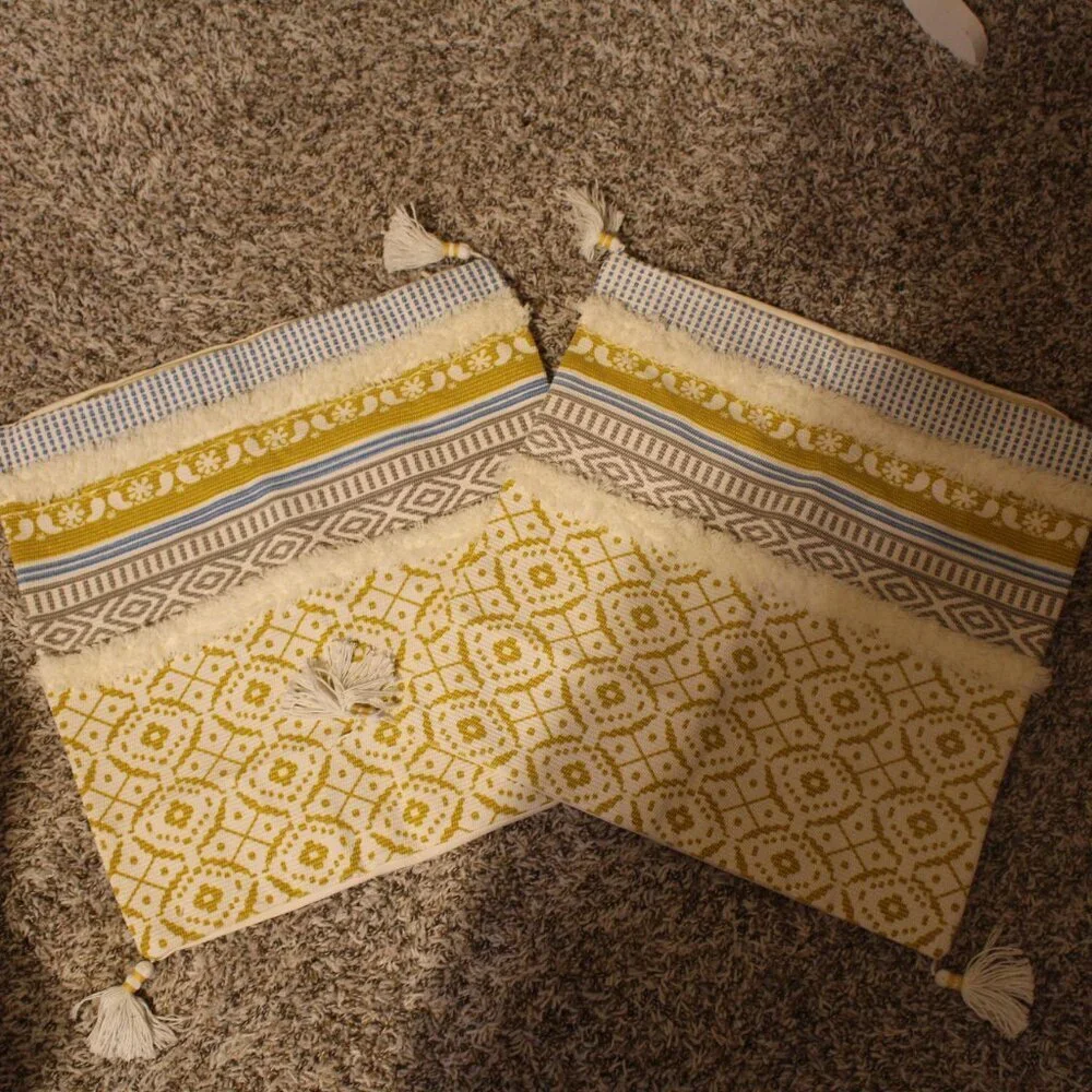 Yellow and white Accent Pillows